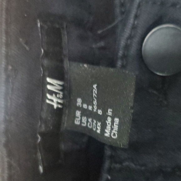 H&M pants womens size 8 black embroidered front flexible pliable comfy H&M - Picture 8 of 13